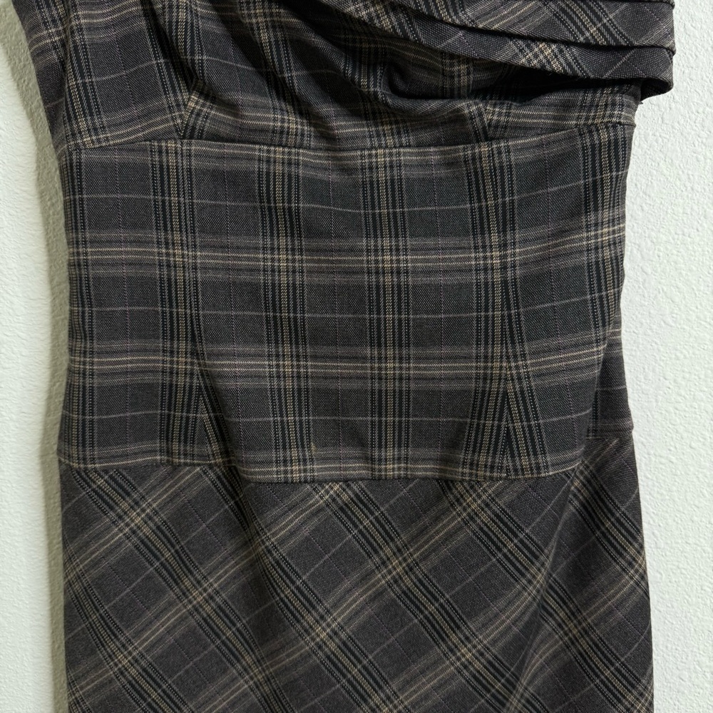 Black Halo One Shoulder Plaid Mini Jackie Dress Size 2 Multi Color PTP: 15” - Picture 11 of 16